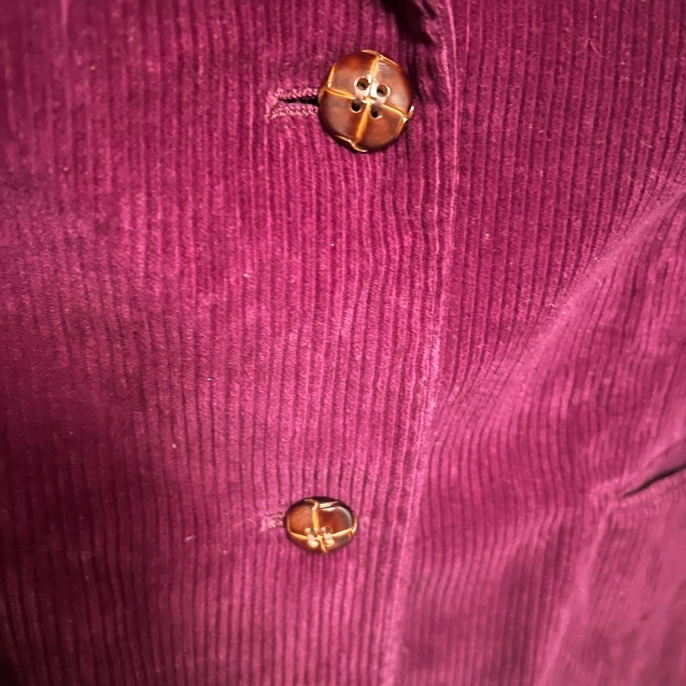 Vintage Maroon Corduroy Blazer Size 10 Two Button Pocket Butterfly Prestige - Picture 4 of 11